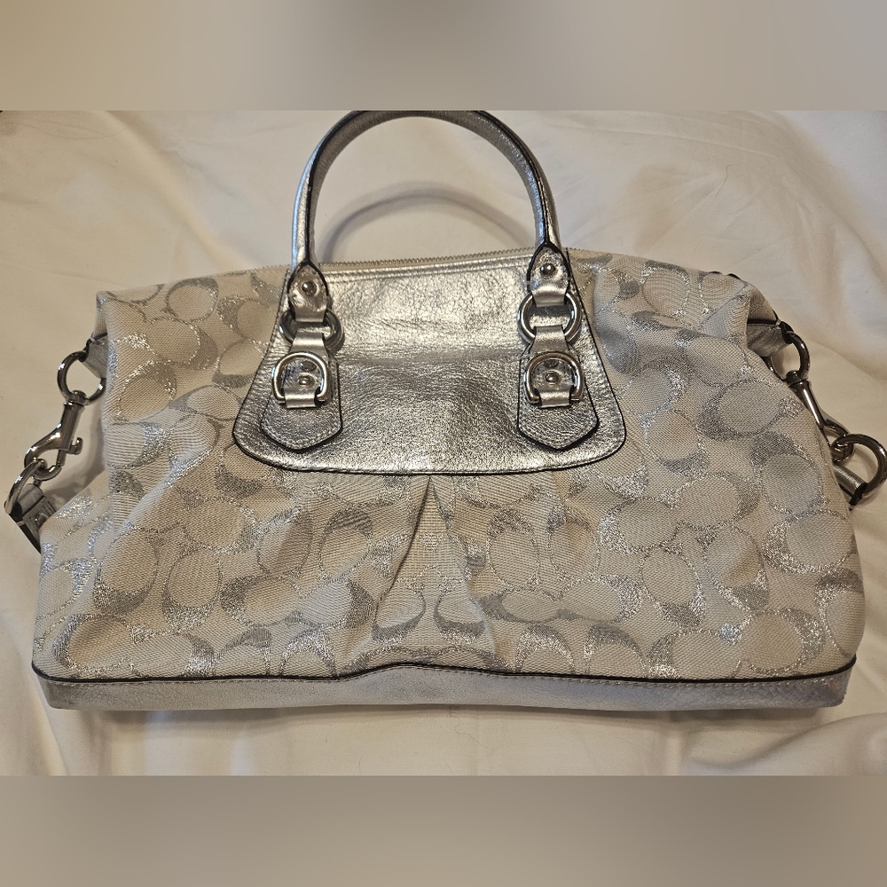 Coach White And Silver Ashley Satchel - Picture 2 of 6